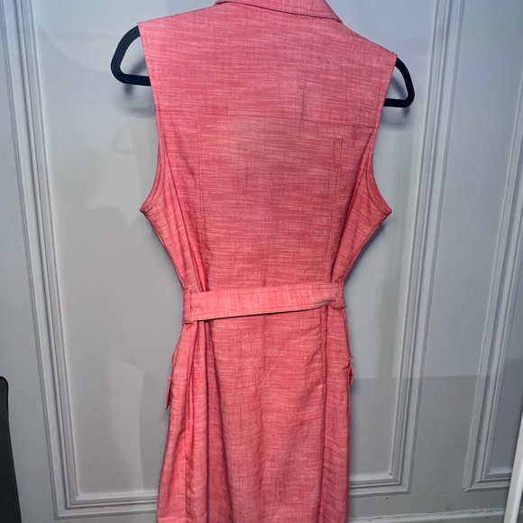 CORAL & GOLD LINEN LIKE DRESS // SHARAGANO // Size US10 - Picture 3 of 3